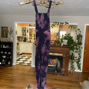 Anthropologie Deep Purple Tie Dye Overalls